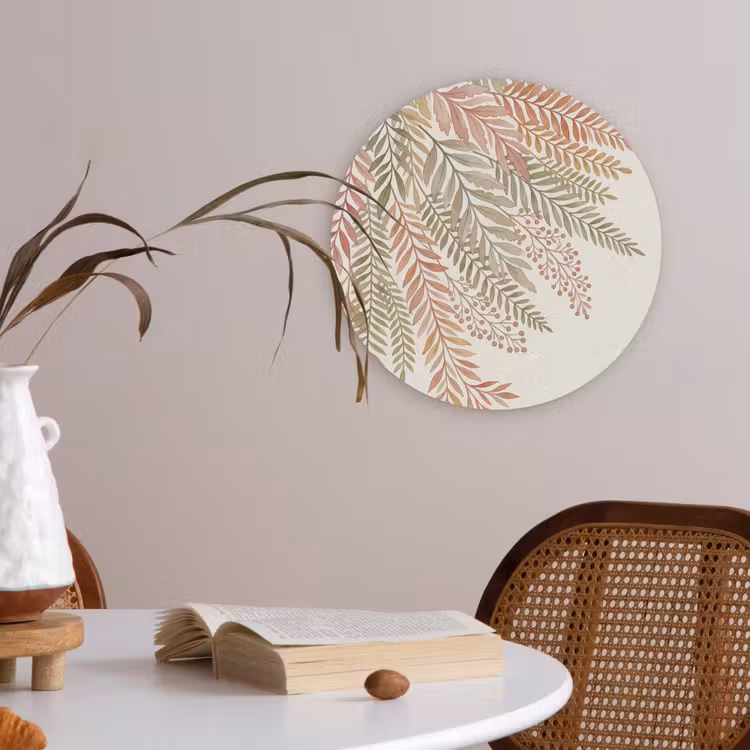 Botanisch - Aquarel - Kleurrijk Akoestische PET Vilt - Rond klein -sfeer3