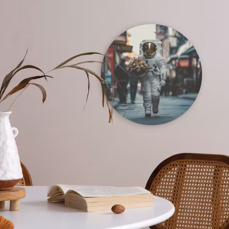 Boeket - Bloemen - Kleurrijk - Astronaut Akoestische PET Vilt - Rond klein -sfeer3