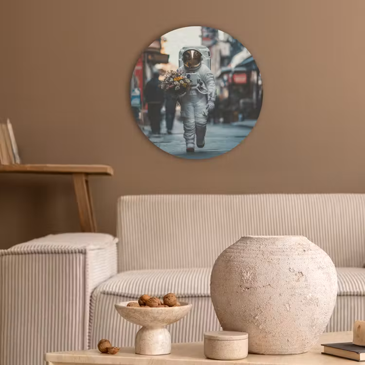 Boeket - Bloemen - Kleurrijk - Astronaut Akoestische PET Vilt - Rond klein -sfeer1