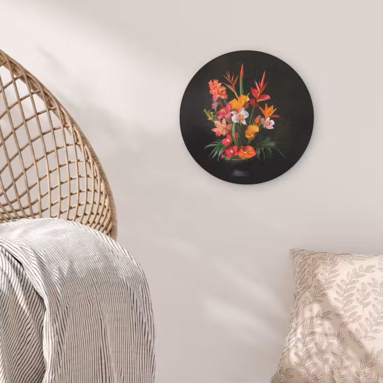 Boeket - Bloemen - Exotisch Akoestische PET Vilt - Rond klein -sfeer4