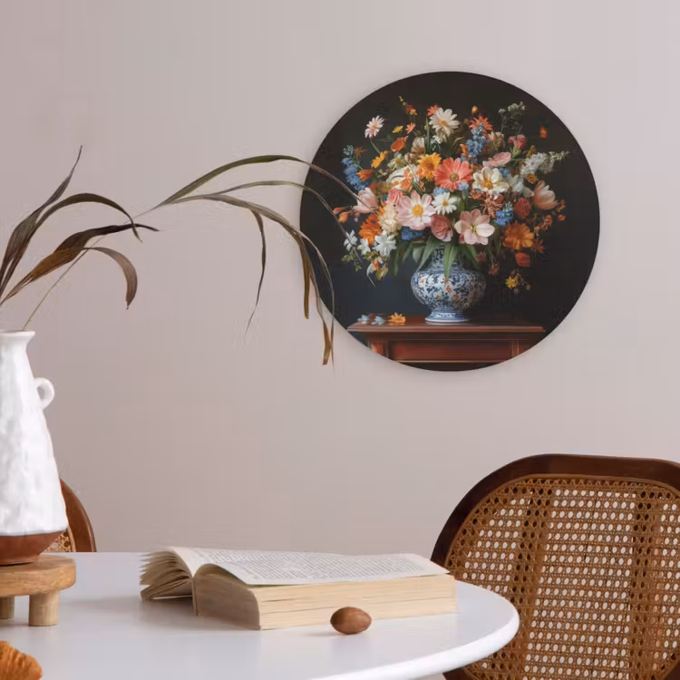 Boeket - Roze - Bloemen - Vaas Akoestische PET Vilt - Rond klein -sfeer3