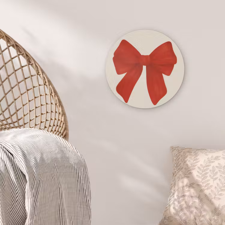 Strik - Symmetrisch - Rood - Lint Akoestische PET Vilt - Rond klein -sfeer4