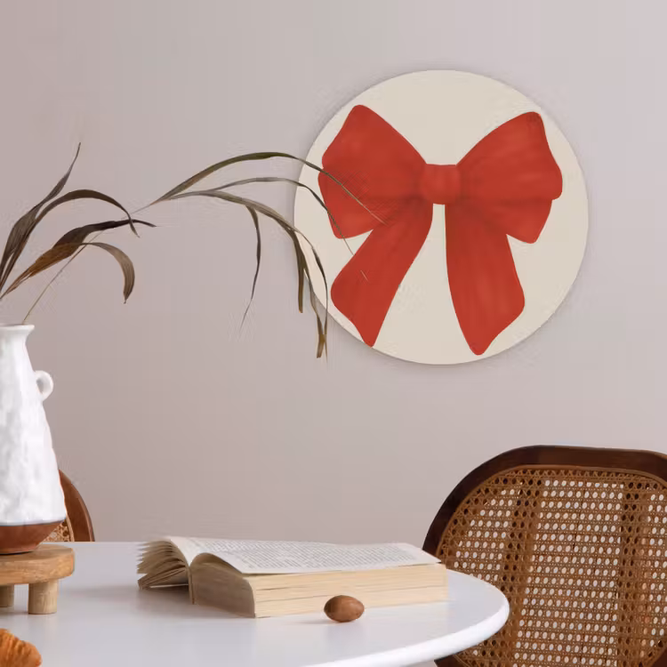 Strik - Symmetrisch - Rood - Lint Akoestische PET Vilt - Rond klein -sfeer3