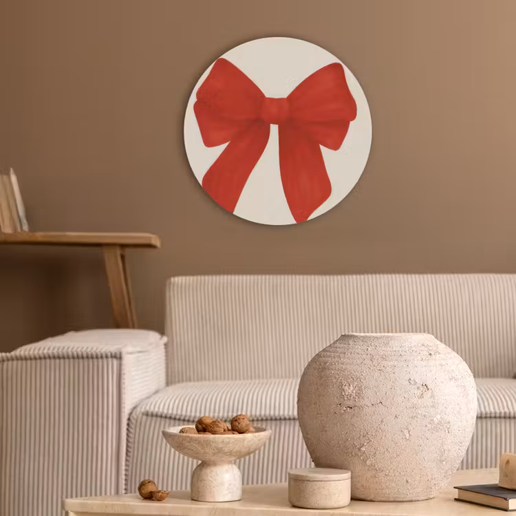 Strik - Symmetrisch - Rood - Lint Akoestische PET Vilt - Rond klein -sfeer1