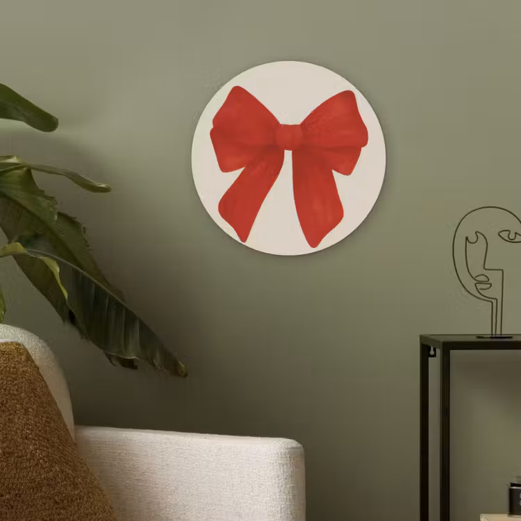 Strik - Symmetrisch - Rood - Lint Akoestische PET Vilt - Rond klein -sfeer2