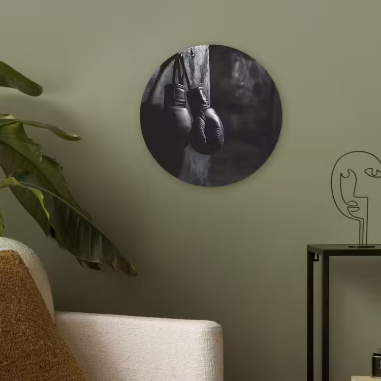 Bokshandschoenen - Muur - Duister - Zwart Akoestische PET Vilt - Rond klein -sfeer2