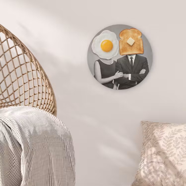 Ontbijt - Koppel - Ei - Brood Akoestische PET Vilt - Rond klein -sfeer4