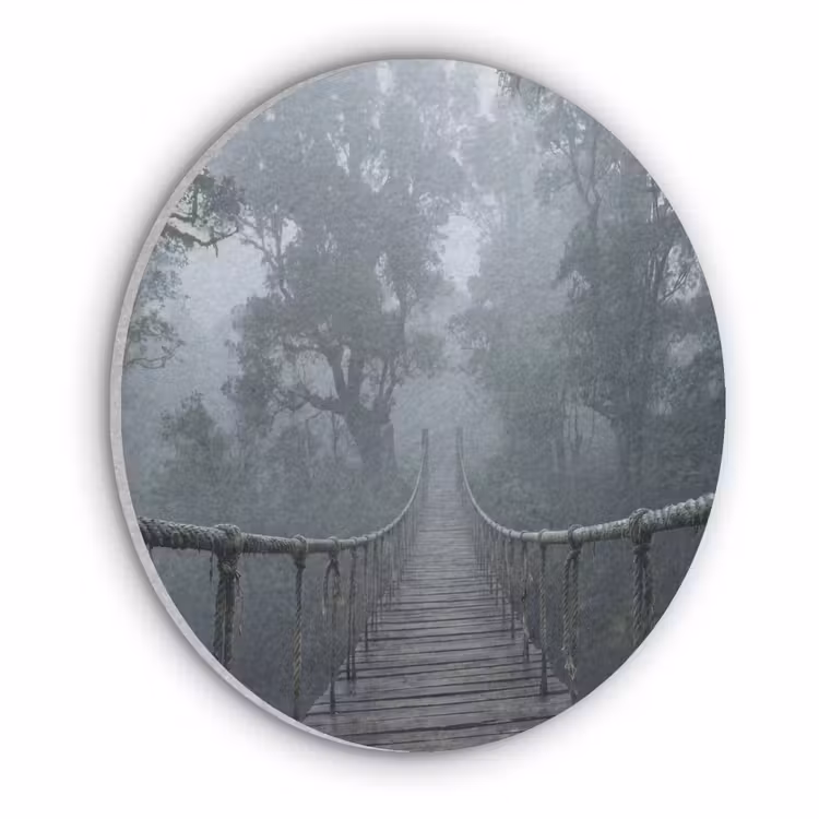 Brug - Jungle - Mist - Natuur Akoestische PET Vilt - Rond klein -3d
