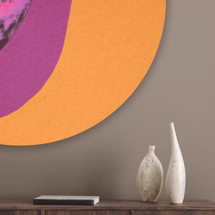 Felle kleuren - Banaan - popart Akoestische PET Vilt - Rond klein -sfeer5_closeup