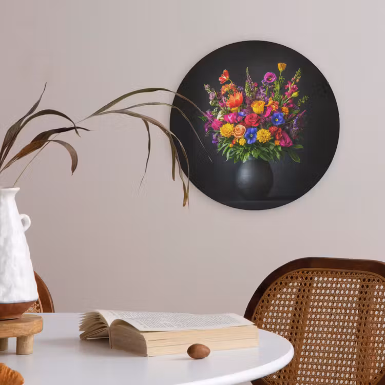 Felgekleurd - Bloemen - Vaas Akoestische PET Vilt - Rond klein -sfeer3
