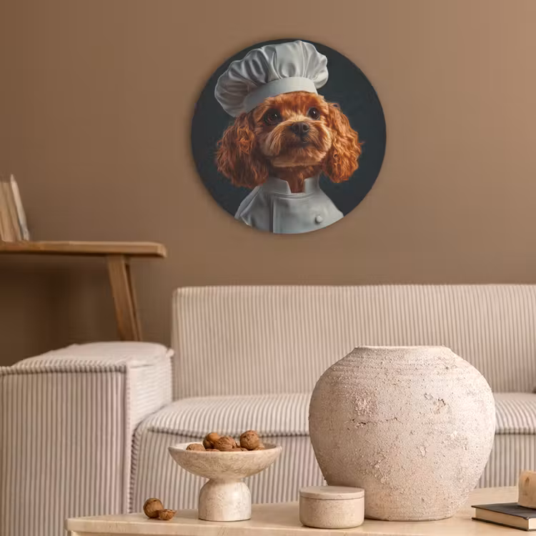 Bruin - Kok - Hondje Akoestische PET Vilt - Rond klein -sfeer1