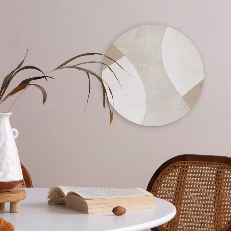 Bruin - Japandi - Abstract Akoestische PET Vilt - Rond klein -sfeer3
