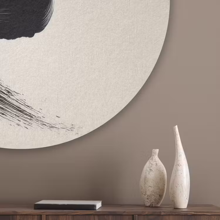 Penseelstreek - Zwart - Minimalistisch Akoestische PET Vilt - Rond klein -sfeer5_closeup