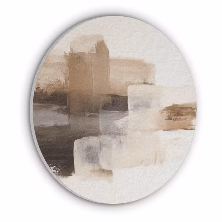 Penseelstreken - Abstract landschap - Rust Akoestische PET Vilt - Rond klein -3d