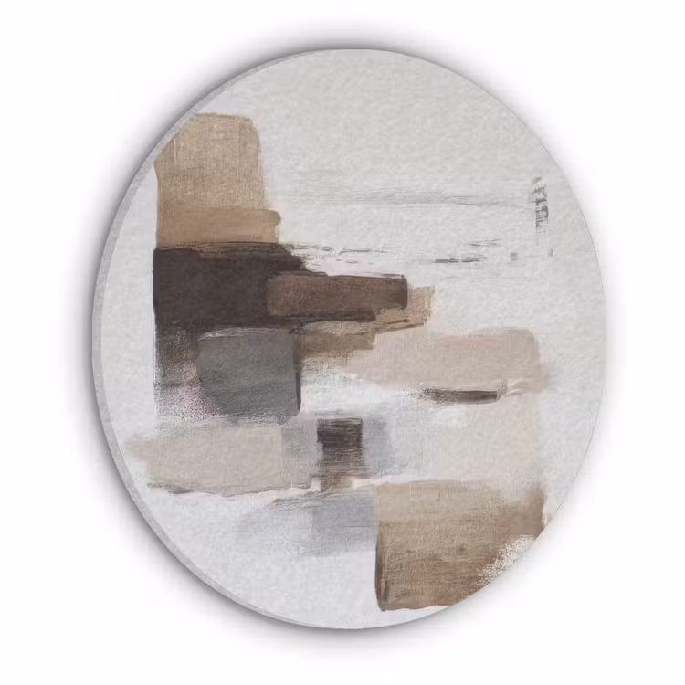 Penseelstreken - Balans - Beige - Bruin Akoestische PET Vilt - Rond klein -3d