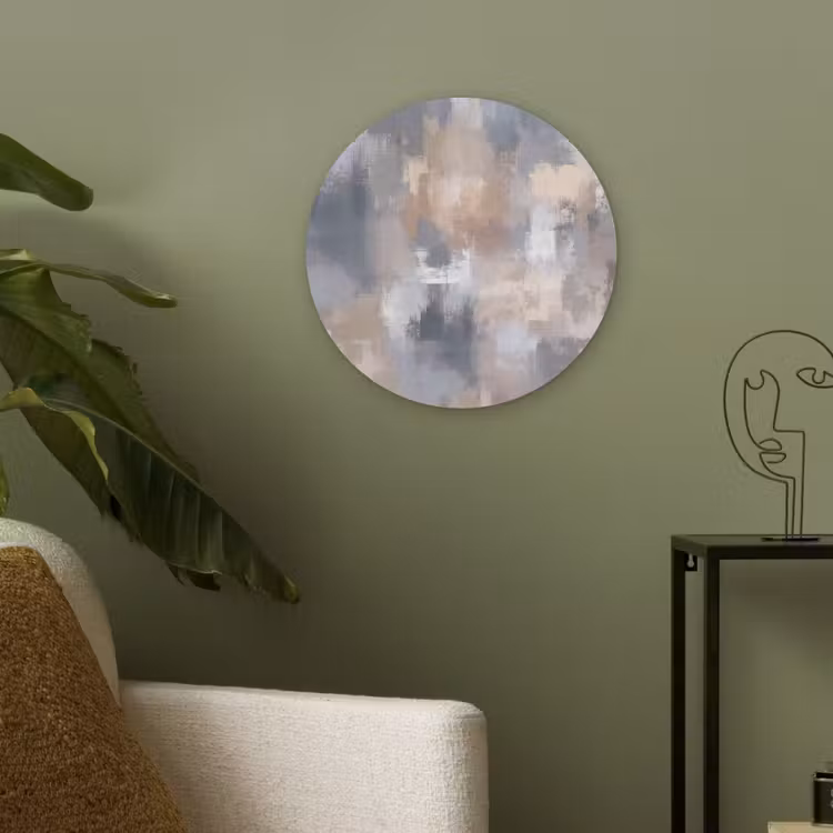 Penseelstreken - Schilderij - Beige Akoestische PET Vilt - Rond klein -sfeer2