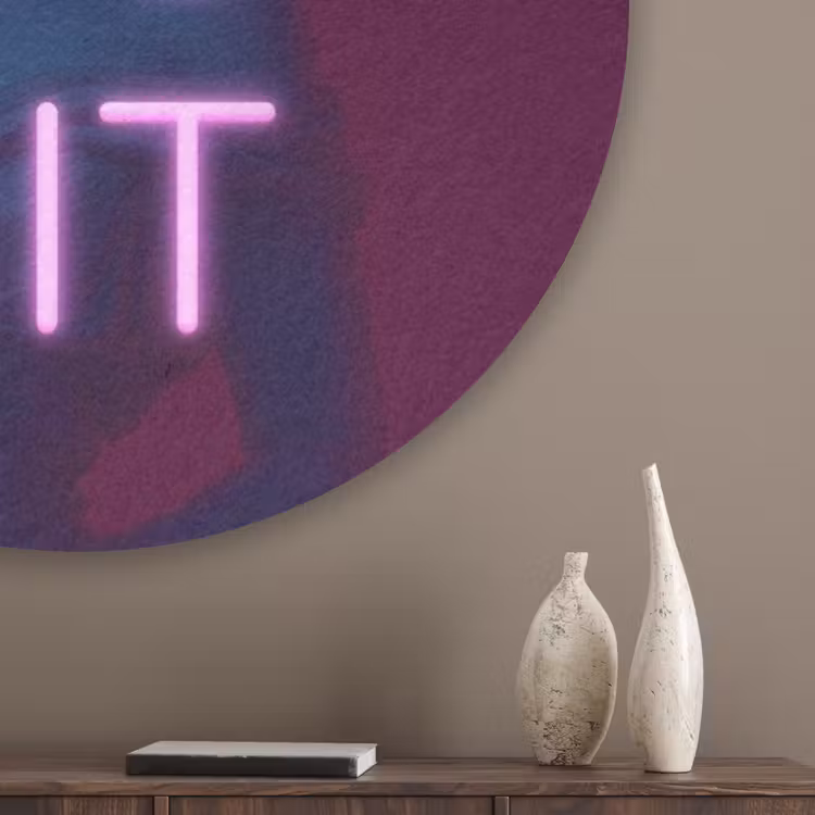 Buste - Neon - LED - Letters Akoestische PET Vilt - Rond klein -sfeer5_closeup