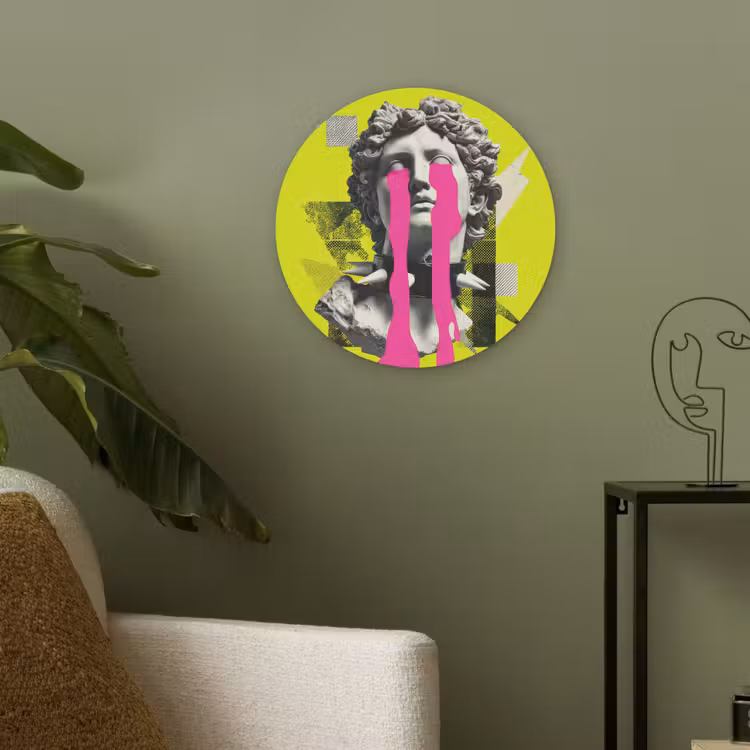 Buste - Verf - Geel Akoestische PET Vilt - Rond klein -sfeer2