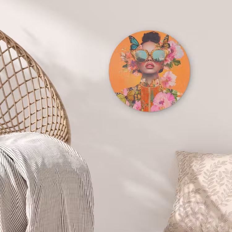 Vlinders - Vrouw - Zonnebril - Kleurrijk Akoestische PET Vilt - Rond klein -sfeer4