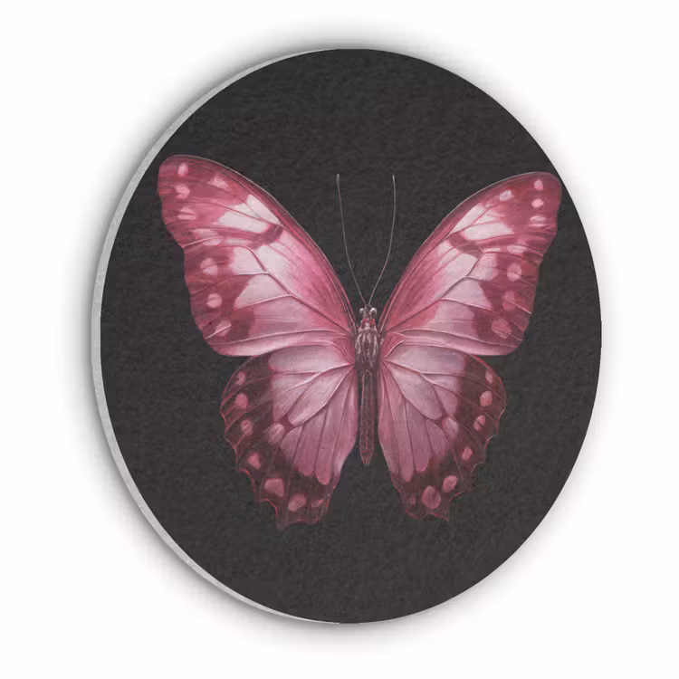 Vlinder - Fuchsia - Grafisch Akoestische PET Vilt - Rond klein -3d