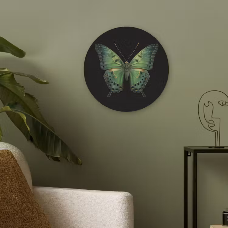 Vlinder - Groen - Diepte Akoestische PET Vilt - Rond klein -sfeer2
