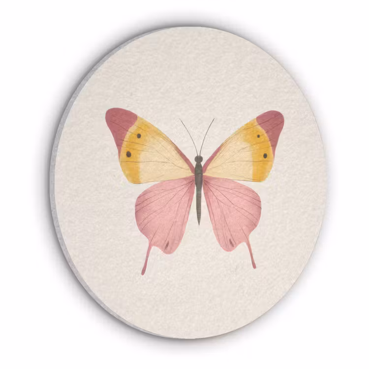 Vlinder - Illustratie - Roze Akoestische PET Vilt - Rond klein -3d
