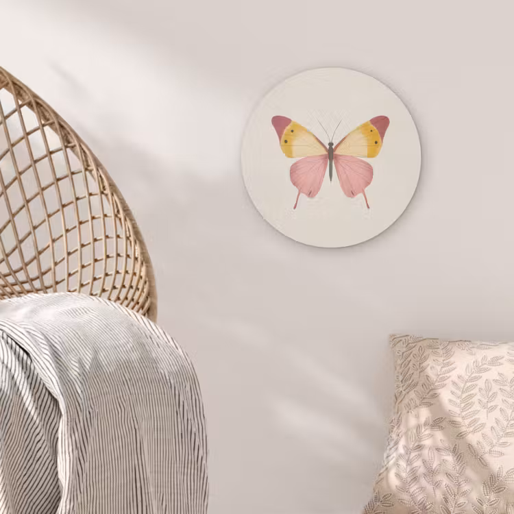 Vlinder - Illustratie - Roze Akoestische PET Vilt - Rond klein -sfeer4