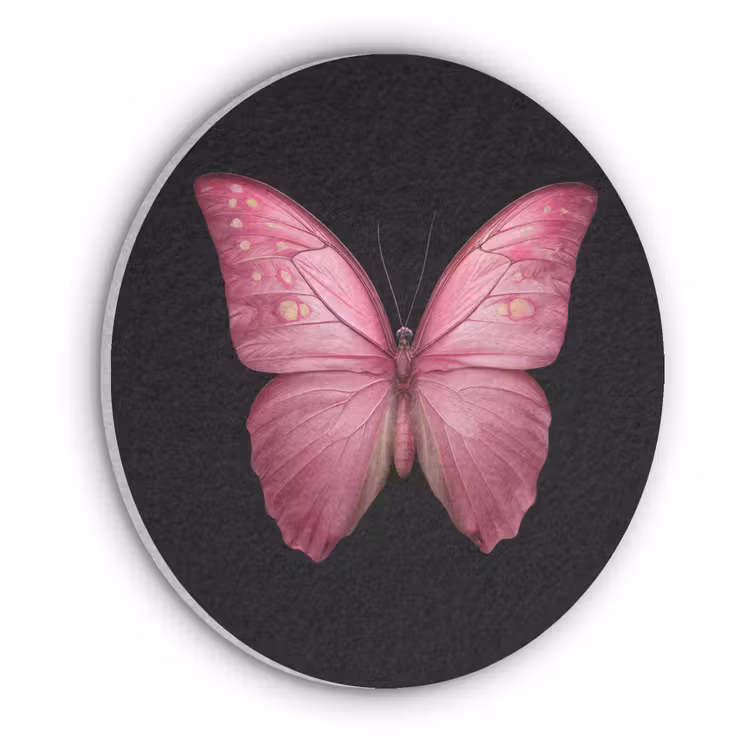 Vlinder - roze - Elegant Akoestische PET Vilt - Rond klein -3d