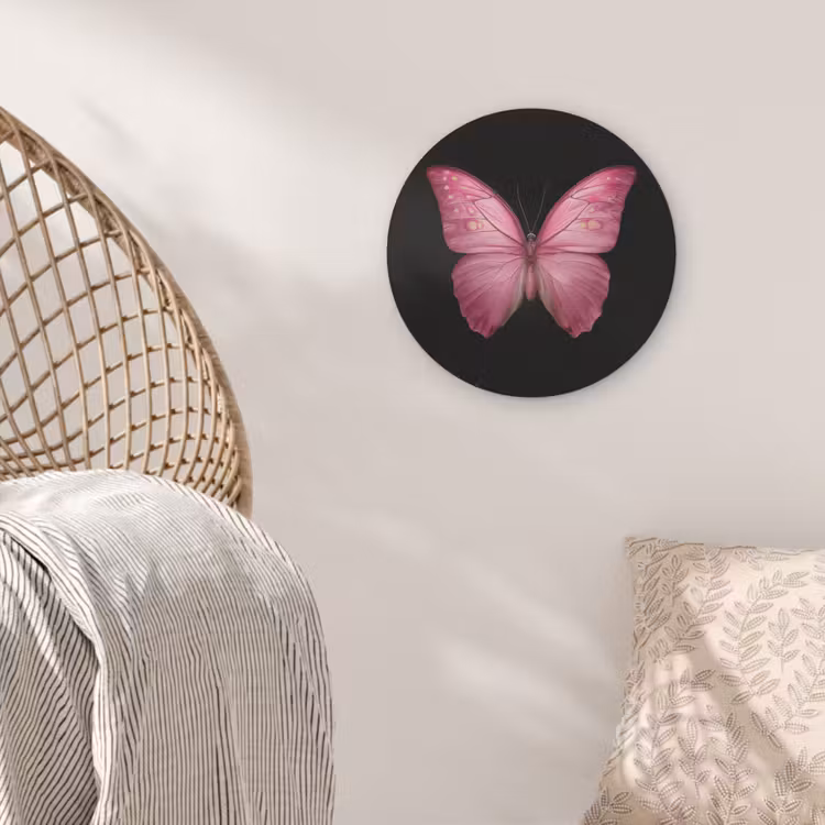 Vlinder - roze - Elegant Akoestische PET Vilt - Rond klein -sfeer4