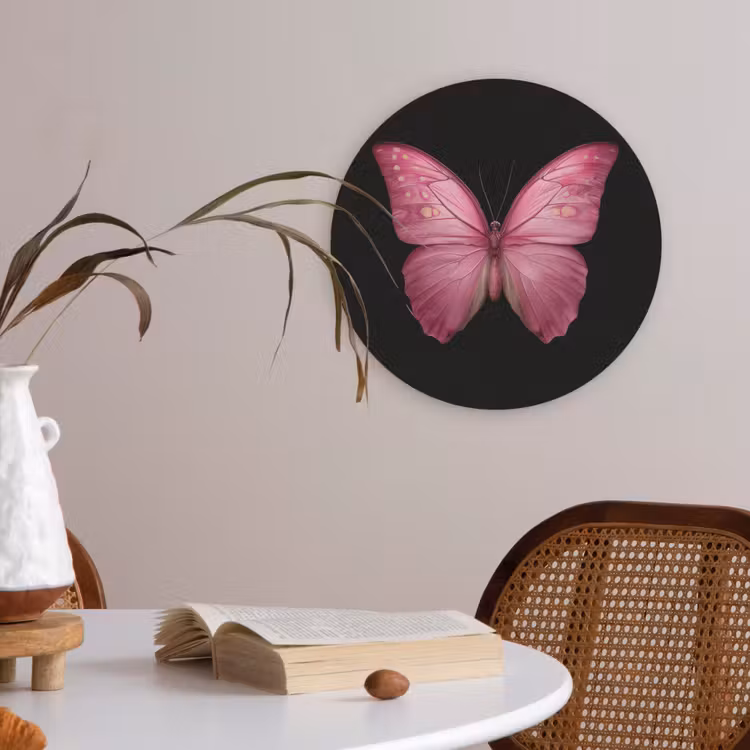 Vlinder - roze - Elegant Akoestische PET Vilt - Rond klein -sfeer3