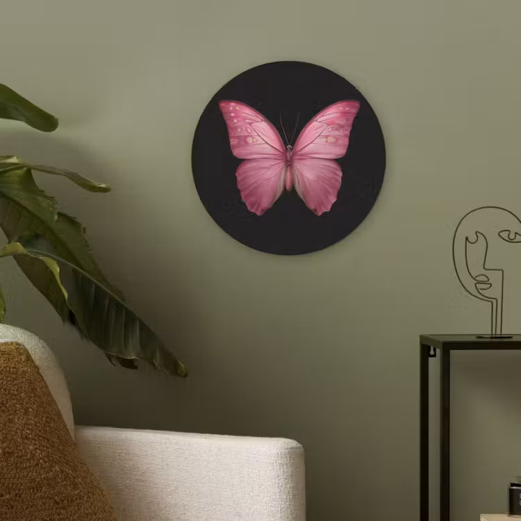Vlinder - roze - Elegant Akoestische PET Vilt - Rond klein -sfeer2