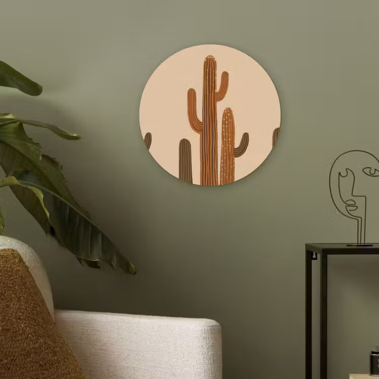 Cactus - Woestijn - Zand - Bruin Akoestische PET Vilt - Rond klein -sfeer2