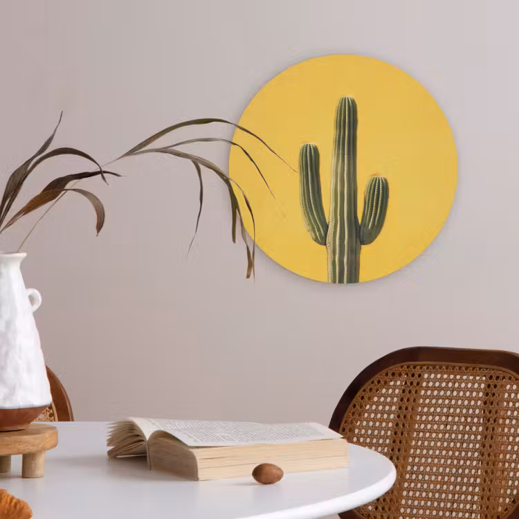Cactus - Groen - Minimalistisch Akoestische PET Vilt - Rond klein -sfeer3