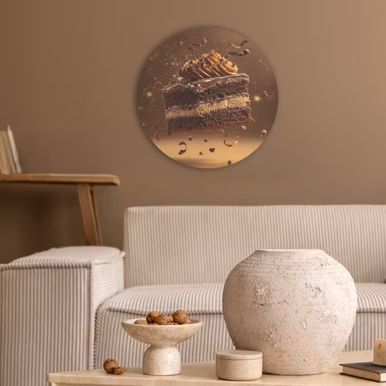 Taart - Chocolade - Eten - Brownie Akoestische PET Vilt - Rond klein -sfeer1