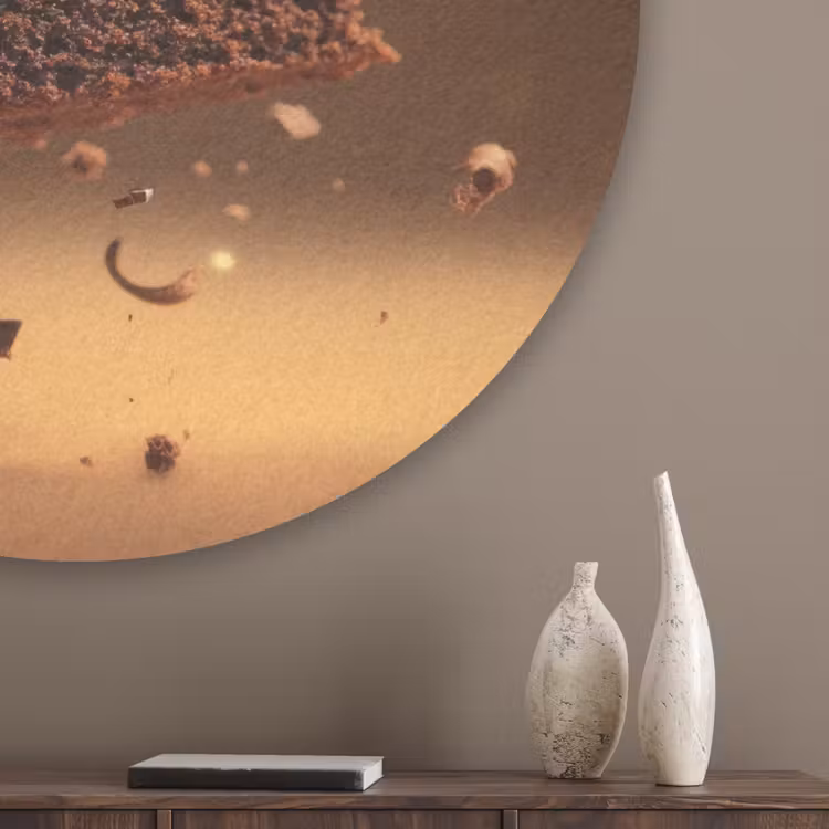 Taart - Chocolade - Eten - Brownie Akoestische PET Vilt - Rond klein -sfeer5_closeup