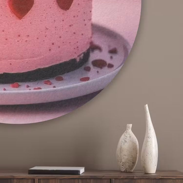 Taart - Hart - Roze Akoestische PET Vilt - Rond klein -sfeer5_closeup