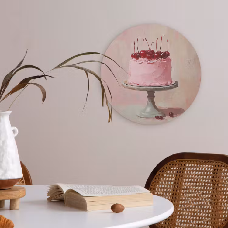 Taart - Pink - Cherry Akoestische PET Vilt - Rond klein -sfeer3