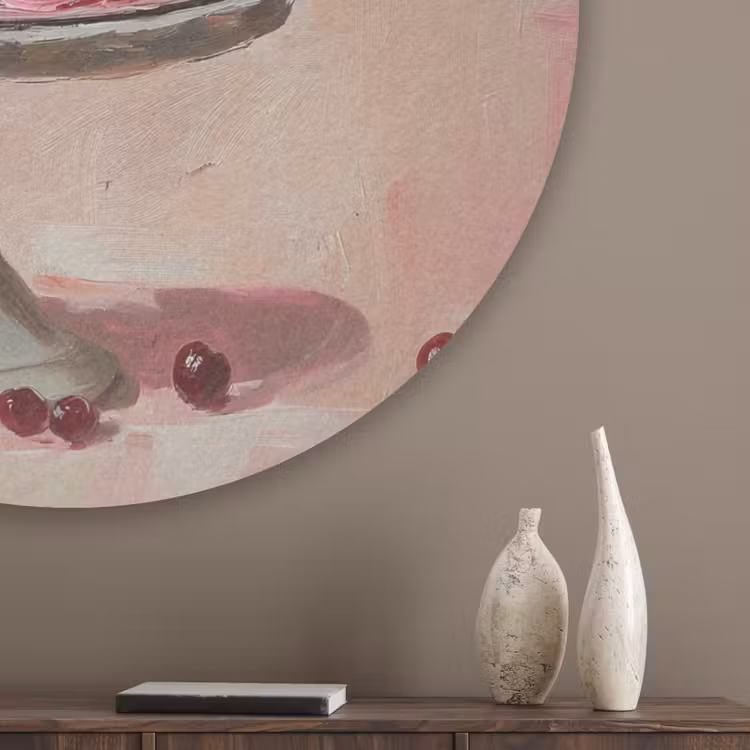 Taart - Pink - Cherry Akoestische PET Vilt - Rond klein -sfeer5_closeup