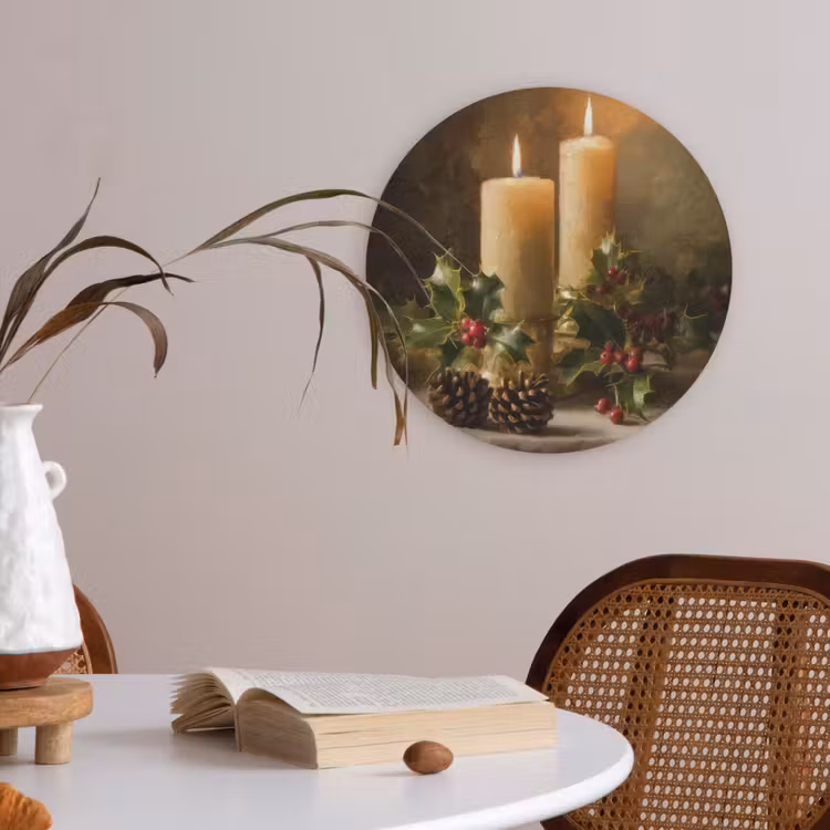 Kaarslicht - Kerst - Veelkleurig Akoestische PET Vilt - Rond klein -sfeer3