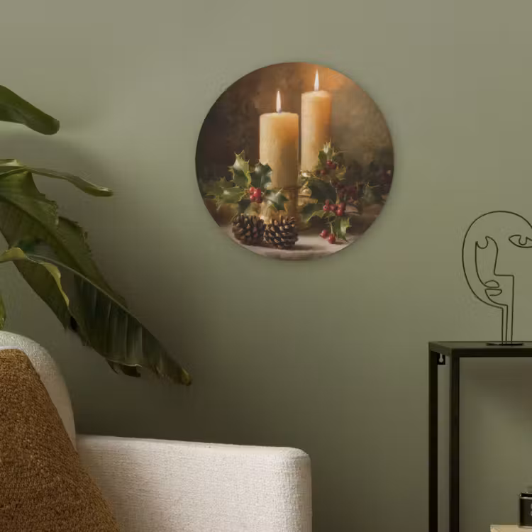 Kaarslicht - Kerst - Veelkleurig Akoestische PET Vilt - Rond klein -sfeer2