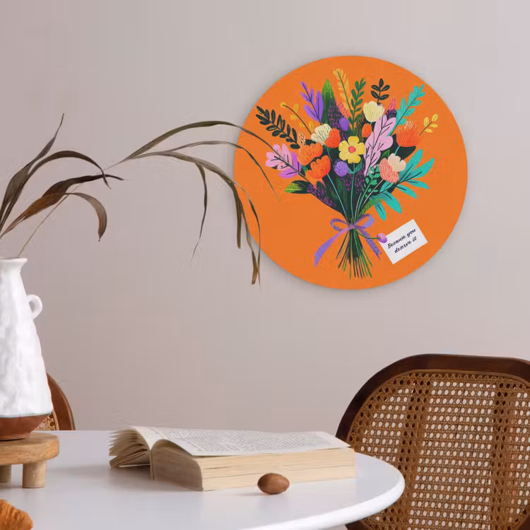 Kaartje - Boeket - Bloemen Akoestische PET Vilt - Rond klein -sfeer3