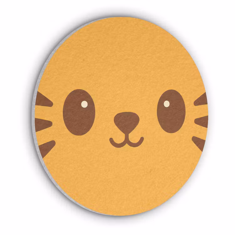 Kat - Simplistisch - Oranje - Vrolijk Akoestische PET Vilt - Rond klein -3d