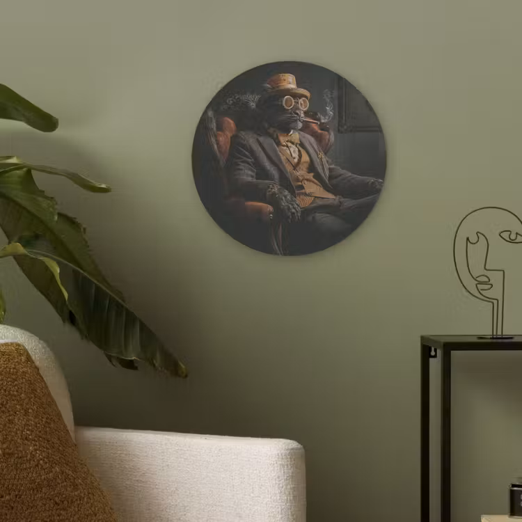 Kat - Pak - Oranje - Sigaar Akoestische PET Vilt - Rond klein -sfeer2