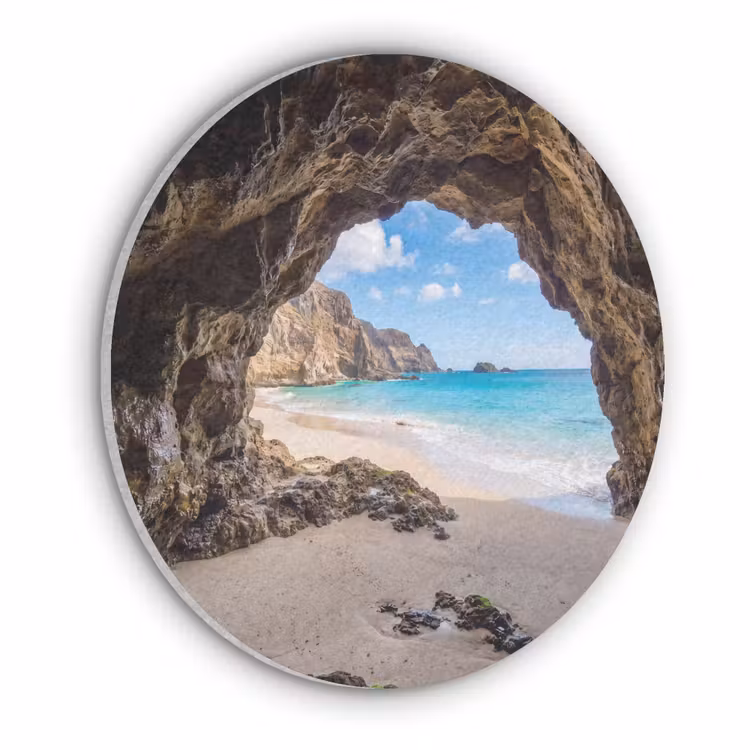 Grot - Strand - Zee - Blauw Akoestische PET Vilt - Rond klein -3d