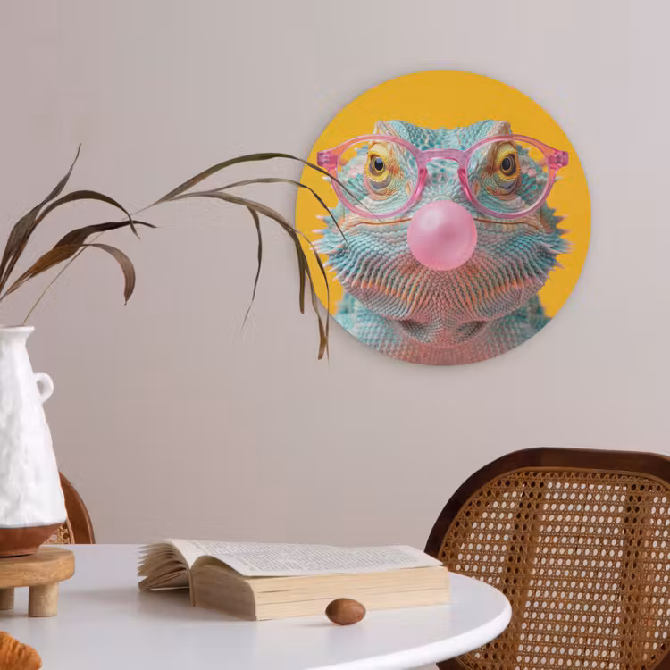 Kameleon - Kauwgom - Kleurrijk Akoestische PET Vilt - Rond klein -sfeer3
