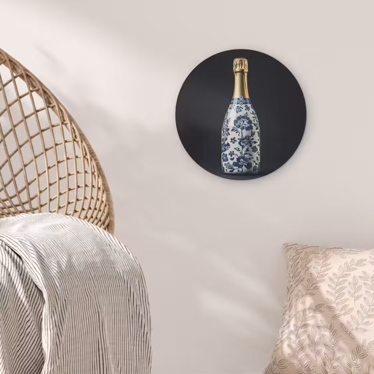 Champagne - Bloemen - Goud - Chique Akoestische PET Vilt - Rond klein -sfeer4