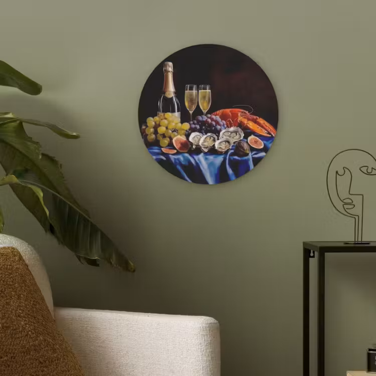 Champagne - Luxe - Oesters Akoestische PET Vilt - Rond klein -sfeer2