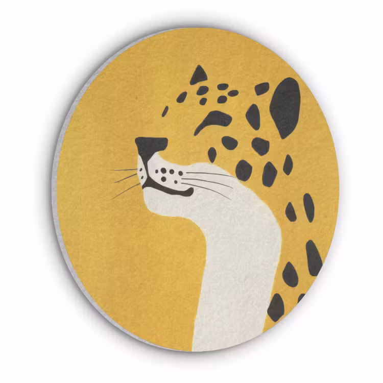 Cheetah - Illustratie - Geel Akoestische PET Vilt - Rond klein -3d