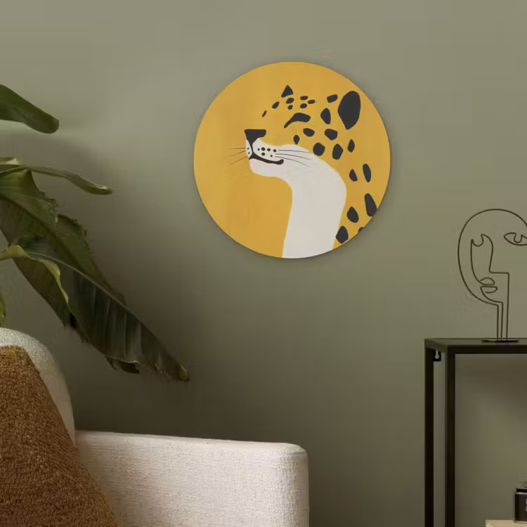 Cheetah - Illustratie - Geel Akoestische PET Vilt - Rond klein -sfeer2