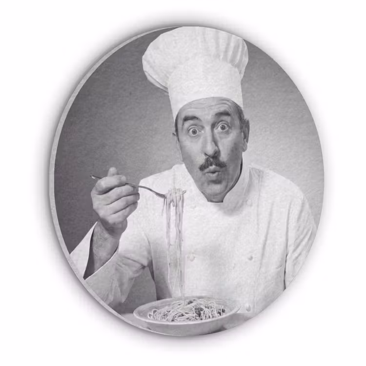 Chef - Spaghetti - Pasta Akoestische PET Vilt - Rond klein -3d